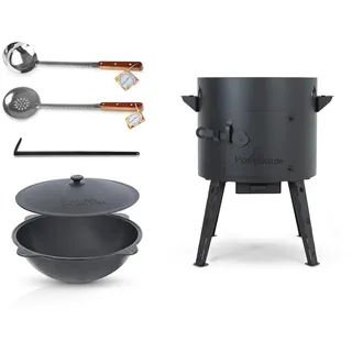 Utschak Feuerofen mit Gusseisen Topf runder Boden mit Deckel (12 L) Ø 40 cm Kazan KazanoFF, Учаг, Outdoor, Feuerschale, Camping, Kasan, Gulaschkanone Dutch Oven (Set 3-12)