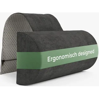 Well B4 Nackenrolle für Sessel mit Gegengewicht, Nackenkissen Sofa Couch hängend, Nackenstütze für Kopfteil Bett, Kopfkissen für Liegestuhl, 100% Memory Schaum grau