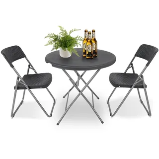 Sekey Balkonset 3 Teilig, Klappbar Balkonset Kleiner Balkon 2 Personen, Bistro Gartenmöbel Set Rattan Wetterfest, Belastbarkeit Klappstuhl 200KG & Klapptisch 50KG, Balkonmöbel Set Bistro