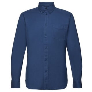 Esprit Langarmhemd Twill-Hemd in normaler Passform blau