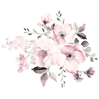 Zcbzbn Aquarell Blumen Wandaufkleber Vintage Wandtattoo Blumen Rosa BlüTentraube BläTter, Dekorative Akzent FüR Schlafzimmer Wohnzimmer Sofa Wand, 58 X 52 Cm