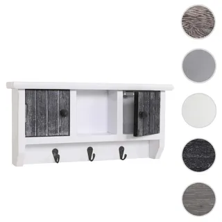 Schlüsselbrett HWC-A48, Schlüsselkasten Schlüsselboard mit Türen, Massiv-Holz MVG-zertifiziert ~ shabby grau-weiß
