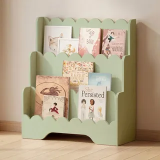 smartwood Montessori Bücherregal Kinder, FSC-Kiefernholz, Grün, LULU