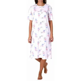 Normann Nachthemd Elegantes frauliches Damen kurzarm Nachthemd mit Knopfleiste am Hals rosa 44-46