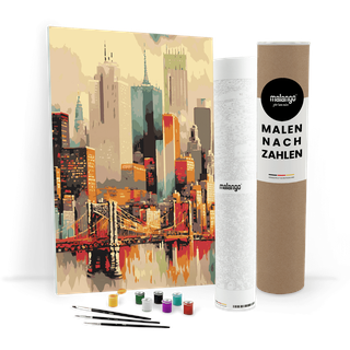malango Malen nach Zahlen - New York Spiegelbild im East River - 60 x 40 cm - ohne Rahmen