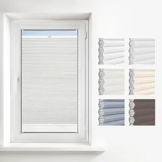 Estika Wabenplissee mit Bohren 75x200 cm Farbe: Weiß Verdunkelung und Thermo Plissee für Fenster in verschiedenen Waben erhältlich mit Montagezubehör