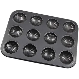 Wedhapy Madeleine Pfanne muschelförmiges Backblech Keksformen 12 Mulden antihaftbeschichtete Madeleine Form Kuchenform aus Karbonstahl