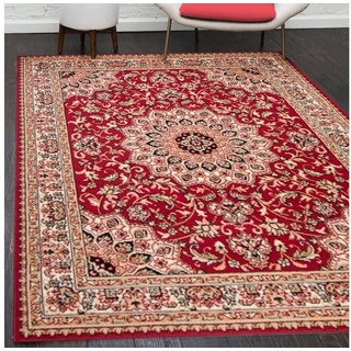 Orientteppich Orientalisch Vintage Teppich Kurzflor Wohnzimmerteppich Rot, Mazovia, 300 x 400 cm, Fußbodenheizung, Allergiker geeignet, Farbecht, Pflegeleicht rot 300 x 400 cm