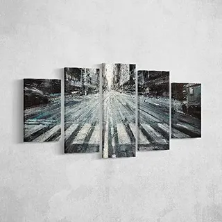 Homemania Bild Stadt und Landschaften – 5-teilig – Motiv: Wohnzimmer – Mehrfarbig aus Polyester Holz – 100 x 3 x 60 cm – HM205PKNV-220