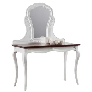 Casa Padrino Luxus Art Deco Schminktisch Weiß / Dunkelbraun 118 x 56,2 x H. 157,5 cm - Edle Schminkkonsole