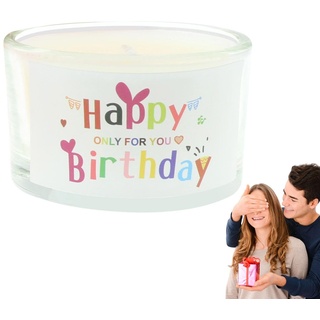 Maseyivi Alles Gute zum Geburtstag Kerzen im Glas | Duftkerze Happy Birthday Kerzen Geschenke Sojawachs - „Happy Birthday“-Kerzengeschenke für Mutter und Frau mit Duft und Langer Brenndauer