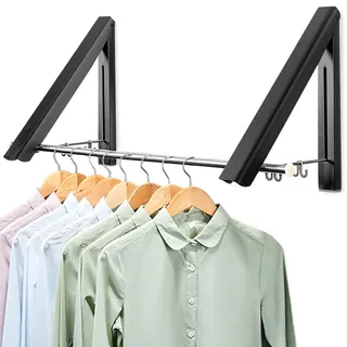 LIVEHITOP Klappbar Wand Kleiderständer 2 Stück Platzsparend Aluminium