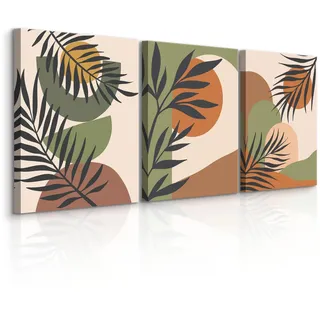 Muralo Leinwandbilder, Grün, Schwarz, Beige, Braun, Orange, Textil, Abstrakt, Kunstzeichnung, Baum/Pflanze/Natur, Rechteckig, 90x40 cm, Bilder und Zubehör, Wandbilder, Bilderset