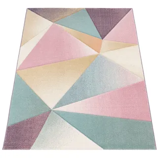 Paco Home Teppich Kurzflor, Modern Trendig Pastell geometrisches Design Inspiration Multi 240x320 Cm