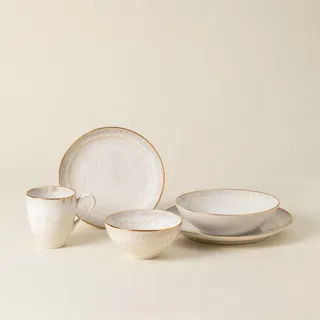 Costa Nova Kombiservice Taormina, Gold, Perlmutt, Keramik, 5-teilig, 410 ml,410 ml,410 ml,650 ml, Handmade in Europe, Essen & Trinken, Geschirr, Geschirr-Sets, Kombiservice