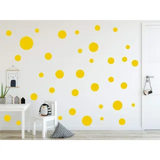 Timalo® XL Aufkleber Punkte Wandtattoo Kinderzimmer bunte große Kreise Pastell Uni Matt Wandsticker | 73081-gelb-120