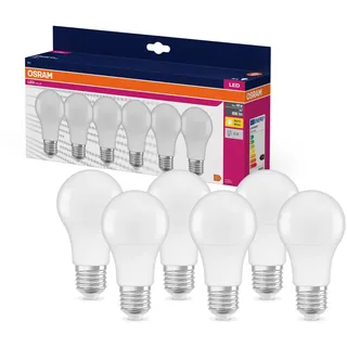 Osram LED Star VALUE A60, Vorteilspack mit 6 Stück, E27 8 W, 806 lm, 2700 k