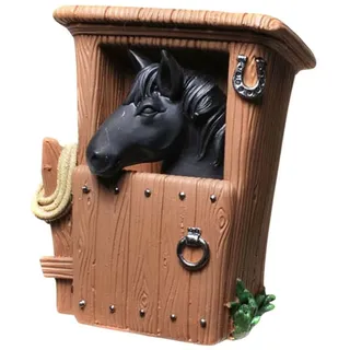 Udo Schmidt Bremen...das Original Spardose Spardose Pferd im Stall Schwarz 14 cm Sparschwein Sparkasse Kunststein weiß