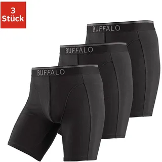 Boxer BUFFALO Gr. XL, 3 St., schwarz Herren Unterhosen Wäsche in langer Form ideal auch für Sport und Trekking
