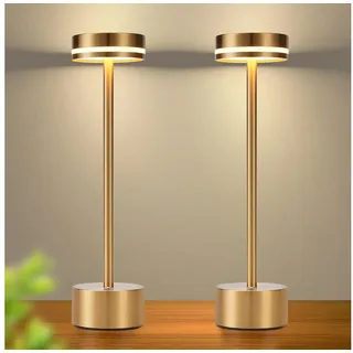Nettlife LED Tischleuchte Modern Gold/Weiß/Schwarz/Silber Kabellose Nachttischlampe USB-C, Touch Dimmbar, LED fest integriert, Modern Tischlampe für Schlafzimmer Esszimmer Büro goldfarben