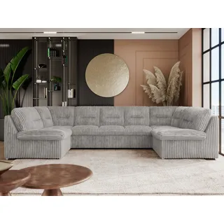 MKS Meble Eckcouch Cord 2-Sitzer Hellgrau