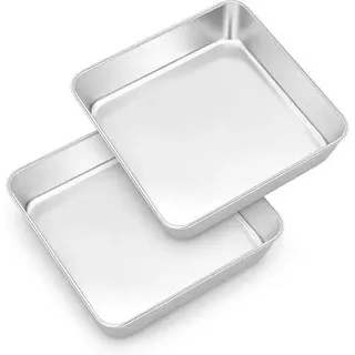 Quadratische Kuchenform Edelstahl Backform 2er Set 20x20x5 cm Brownie
