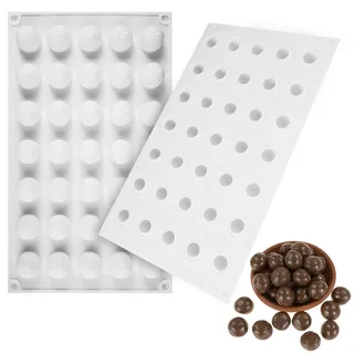 2 Stück Silikon Backform Kugel Silikonform, 35 Löcher Ø2cm Schokolade Pralinenform Rund, Pralinenform Kugel Silikonform, Leicht zu Entformen, für DIY-Schokoladenkugeln, Gelee, Eiswürfel, Bonbons