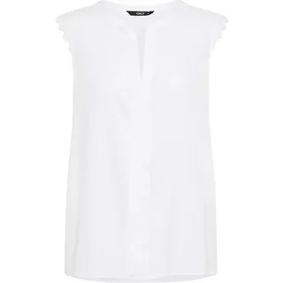 ONLY Damen Legere Shirt Bluse mit Spitzen Details Ärmelloses Top Oberteil, Farben:Weiß, Größe:36