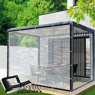 Pavillon Seitenwände Transparente wasserdichte Plane mit Ösen Outdoor Vorhang für Pergola, Veranda, Pavillon Seitenteile(6x2.5m)