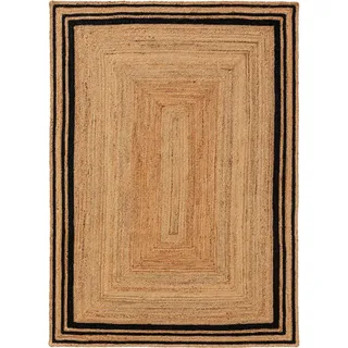 benuta Pure Juteteppich, Schwarz, Textil, Beton Optik, Rechteckig, 200x300 cm Gots, für Fußbodenheizung geeignet, Teppiche - Böden, Teppiche
