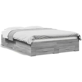 vidaXL Bett Bettgestell mit Schubladen Grau Sonoma 120x200 cm Holzwerkstoff grau