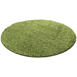 Hochflor-Teppich Teppich Shaggy Hochflorteppich Wohnzimmer Schlafzimmer Langflor, Miovani, Rund, Höhe: 30 mm grün Rund - 160 cm x 160 cm x 30 mm
