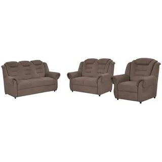 Livetastic Sitzgarnitur, Taupe, Kunststoff, 3-teilig, Made in EU, Hocker erhältlich, Rücken echt, Armteil links, rechts, Wohnzimmer, Sofas & Couches, Sitzgarnituren