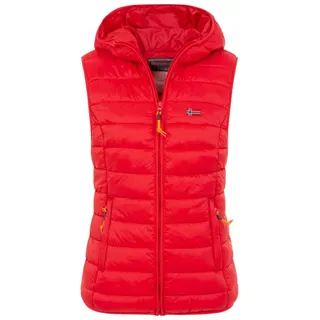 Geographical Norway Steppweste Damen Steppweste mit Kapuze Frühlings sportlich Übergangs Weste Herbst rot L (40)
