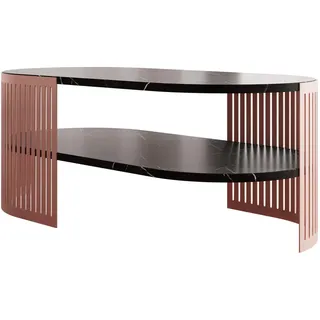Mirjan24 Couchsitch, Messing, Schwarz, Holzwerkstoff, Metall, Oval,Oval, 50x40x100 cm, Wohnzimmer, Wohnzimmertische, Couchtische