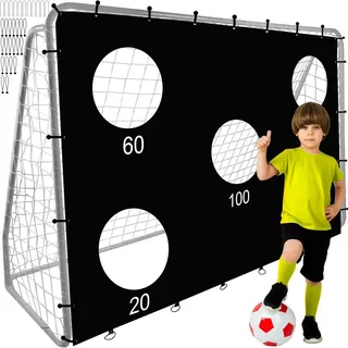 TRIZAND Fußballtor mit Torwand Weiß/Schwarz 21268