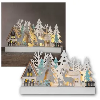 Star Trading LED Schwibbogen Reinbek beige Holz batteriebetrieben beleuchtet