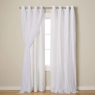 TOWN & COUNTRY LUXE Talia Doppellagige Vorhänge für den Innenbereich, durchscheinend und verdunkelnd, mit Ösen, energieeffizient, 2 Stück, 52 x 120 cm, Winter
