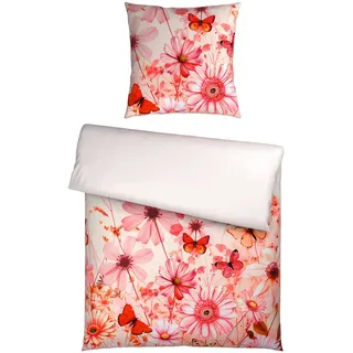 Esposa Wendebettwäsche, Rosa, Weiß, Textil, Schmetterling, 155x220 cm, pflegeleicht, hautfreundlich, Schlaftextilien, Bettwäsche, Bettwäsche, Übergrößen-Bettwäsche