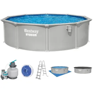 BESTWAY Hydrium Stahlwandpool Komplett-Set Ø 457 x 122 cm inkl. Sandfilteranlage