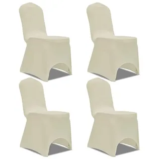 furnicato Hussen-Set Stuhlabdeckung Creme 100 cm - 4 Stück, Dehnbare Stuhlhülle aus Polyester für Hochzeiten und Konferenzen weiß