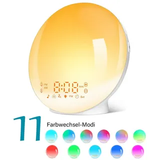 Kityhome Tageslichtwecker Tageslichtwecker: Sonnenaufgang, 7 Naturtöne, 2 Alarme, 11 Farblicht 7 Naturtöne,11 Farben,20 Helligkeitsstufen weiß