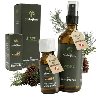 Zirbenduft-Set (Zirbenspray 100ml + Bio Zirbenöl) - Zirbelkiefer Öl Zirbelkiefer Spray - Ziben-Spray Raumduft