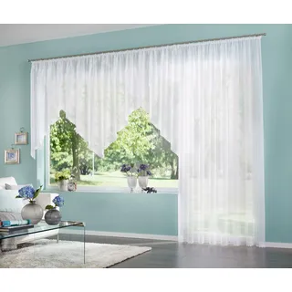 my home Gardine Missy, Kräuselband (1 St), transparent, Polyester, Vorhang, Fertiggardine, Store, transparent weiß 300 cm x 120 cm