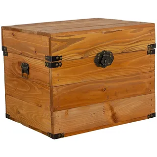 Kistenkolli Altes Land Allzweckkiste Holztruhe mit Deckel Elsa Ocker Schatztruhe Holzkiste Aufbewahrungskis (Spar-Set) braun