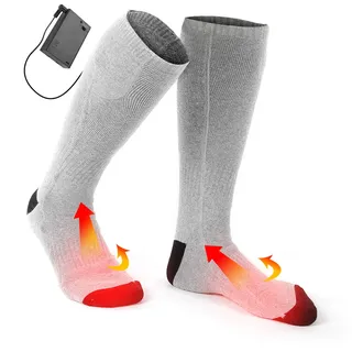 Elektrische Heizsocken für Damen und Herren, 4-5 Stunden Akkulaufzeit, Thermosocken aus Baumwolle, wärmend bis 50 °C, bequem, für drinnen und draußen, Winter.