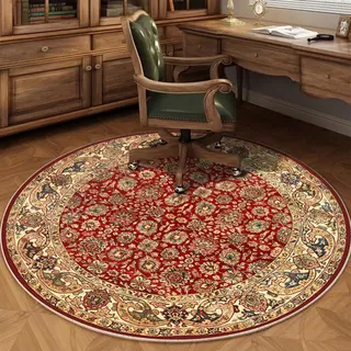 Viusneun Teppich, Rund Retro Boho Teppiche Weich rutschfest Waschbar Küchenteppich Teppich für Outdoor Büroräume Wohnzimmer Schlafzimmer (D,80cm)