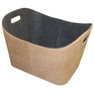 Jute - Filzkorb Holzkorb Natur mit weißen Nähten B / H / T - 55 / 35 / 40cm
