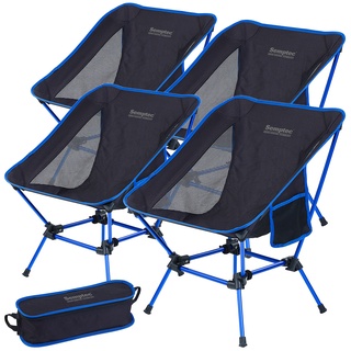 4er-Set klappbarer Campingstuhl, 2 Sitzhöhen, extra-leicht, bis 120 kg