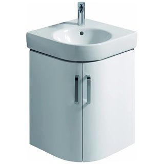 Keramag / Geberit Renova Nr.1 Comprimo Eck-Handwaschbecken-Unterschrank 482x605x482mm - Korpus: Weiß matt / Front: Weiß Hochglanz - 862150000